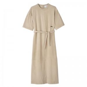 Longchamp Cuero Long Vestido Linen | JV2134856