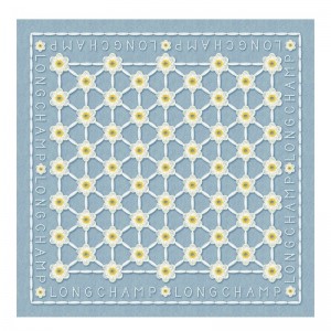 Longchamp Daisies Silk Scarf 50 Azules | LG4528106