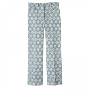 Longchamp Embroidered Denim Trousers Azules | NE3857241
