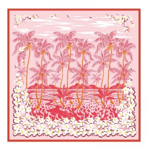 Longchamp Hawaiian Flowers Silk Scarf 90 Sienna | VD8543729