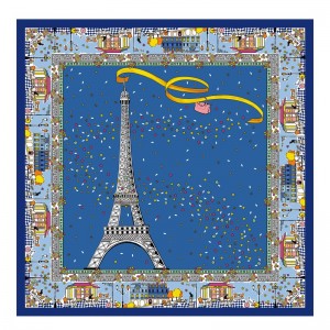 Longchamp Le Pliage In Paris Silk Scarf Cornflower | OA1205769