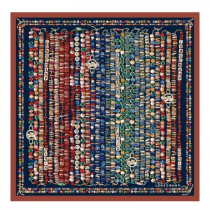 Longchamp Pearl Necklace Silk Scarf 50 Sienna | ZB3978465