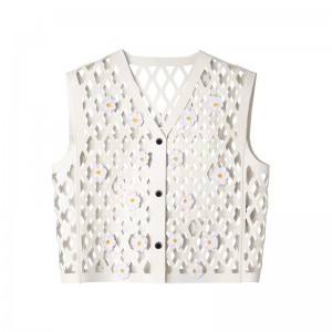 Longchamp Sleeveless Cardigan Ecru | BJ3042958